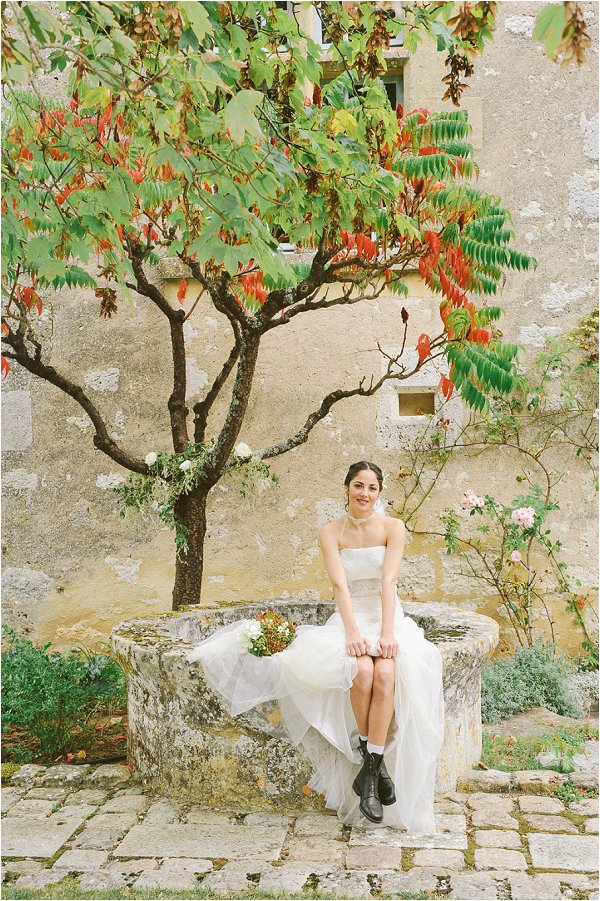 Bride under beautiful French tree