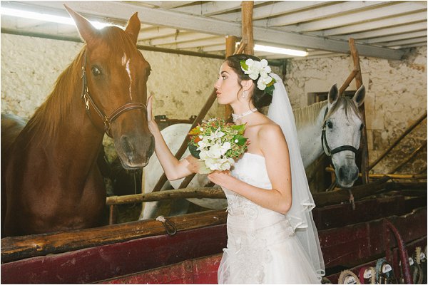 bride with horses