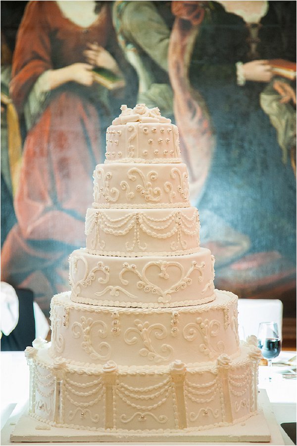 6 tier white wedding cake