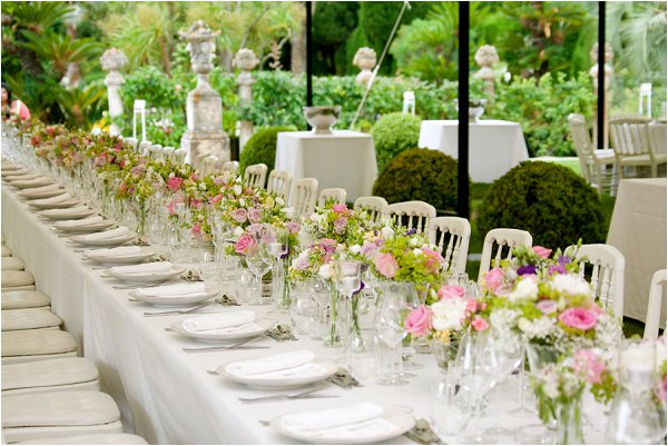 green wedding table flowers