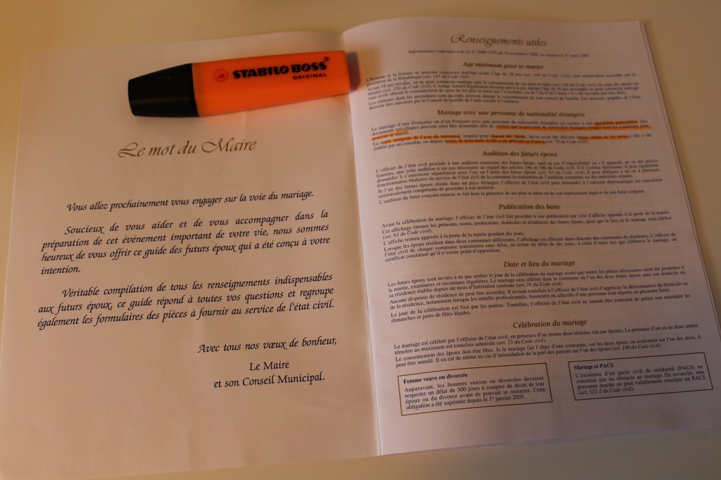 Legal Documents required for getting married in France