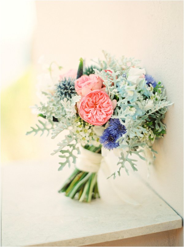 coral and green bouquet