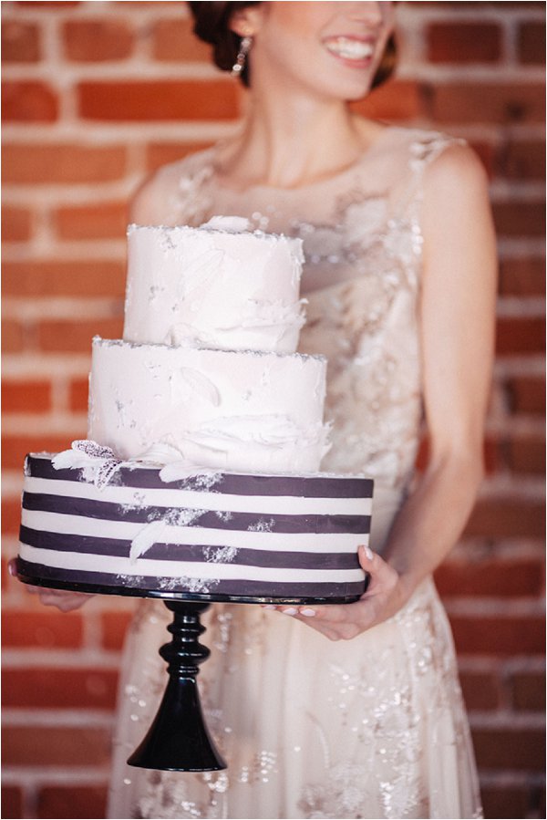 black and white stripped cake