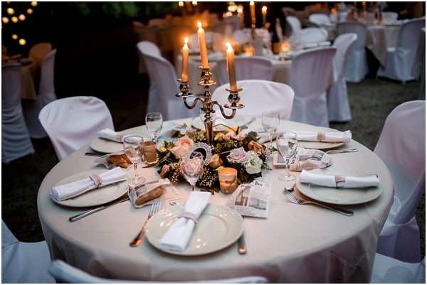 chic cream and pink wedding table