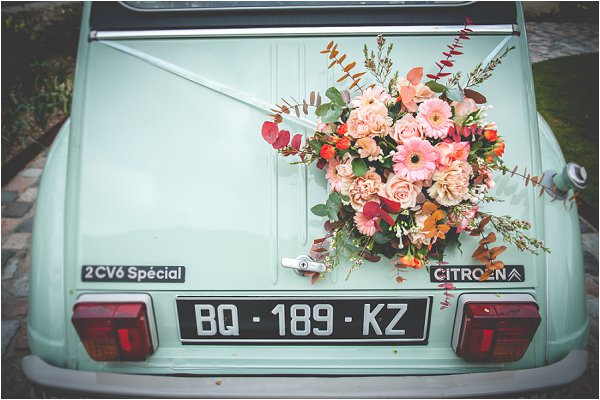 mint wedding car
