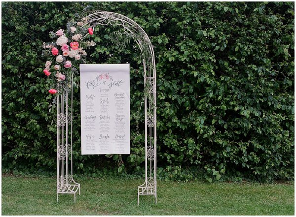floral arch wedding tableplan