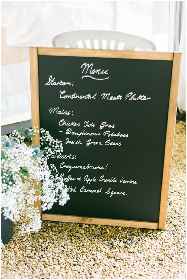 wedding menu sign