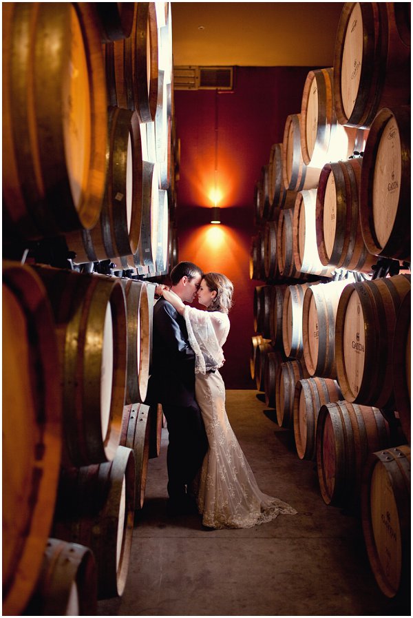 vineyard wedding in barrel cellar