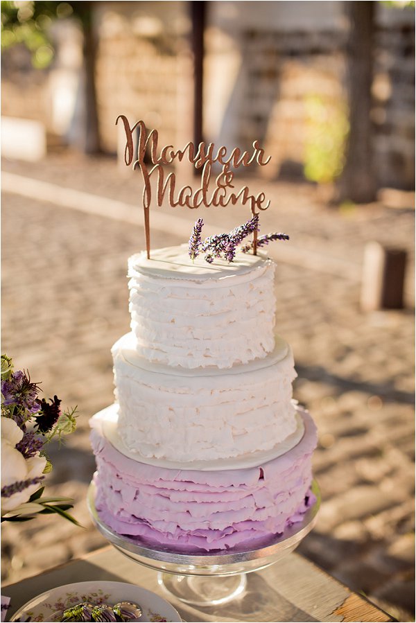 lavender and white wedding cake