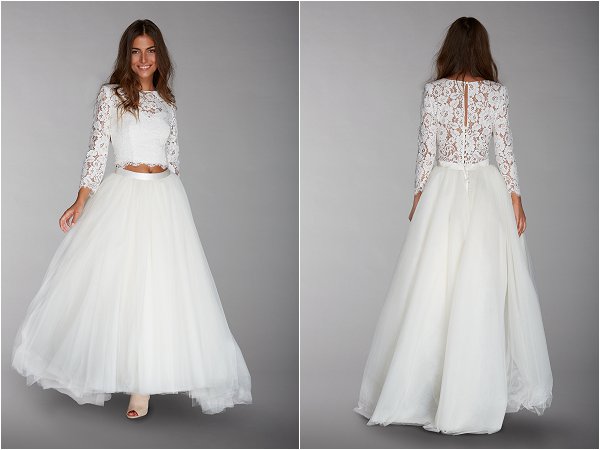 two piece tulle skirt wedding dress