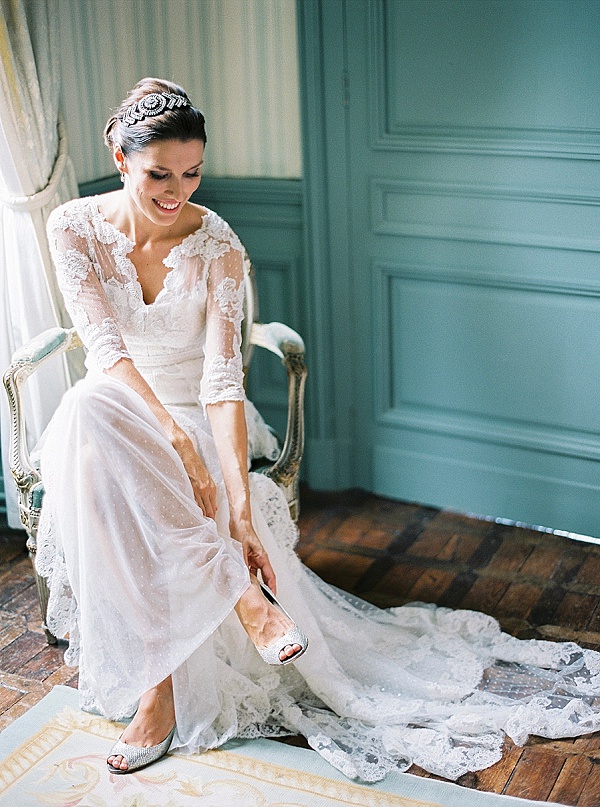 Elegant Pronovias lace wedding dress
