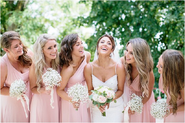 Real life Bride with pretty in pink Bridesmaids