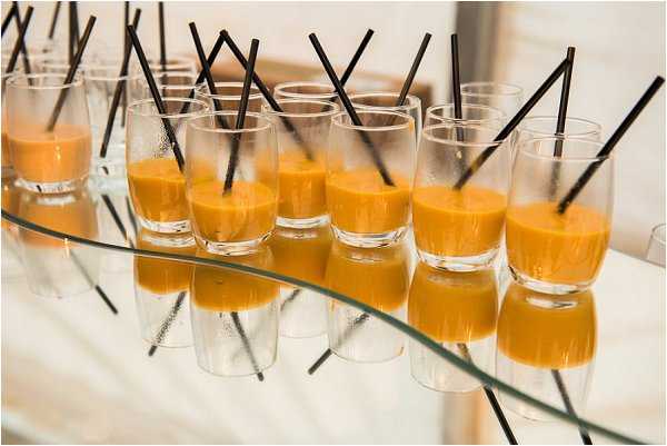 Hot soup to welcome guests to winter wedding