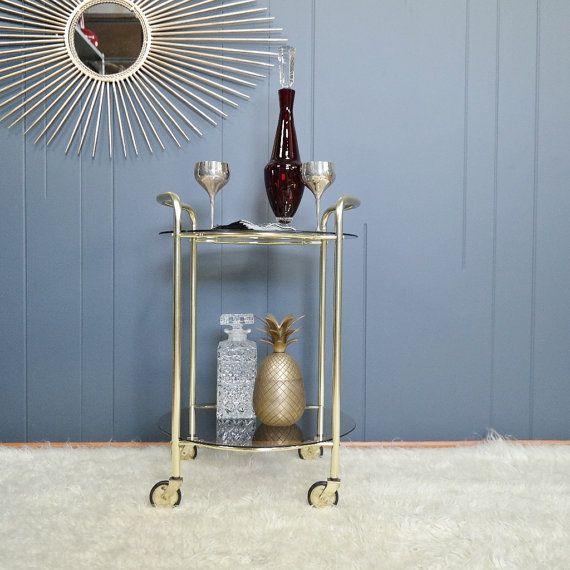 70's petite bar cart or side Table