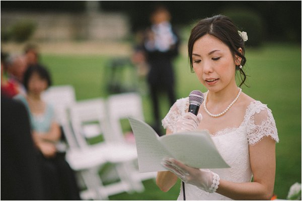 Chic Bride reading her wedding vows