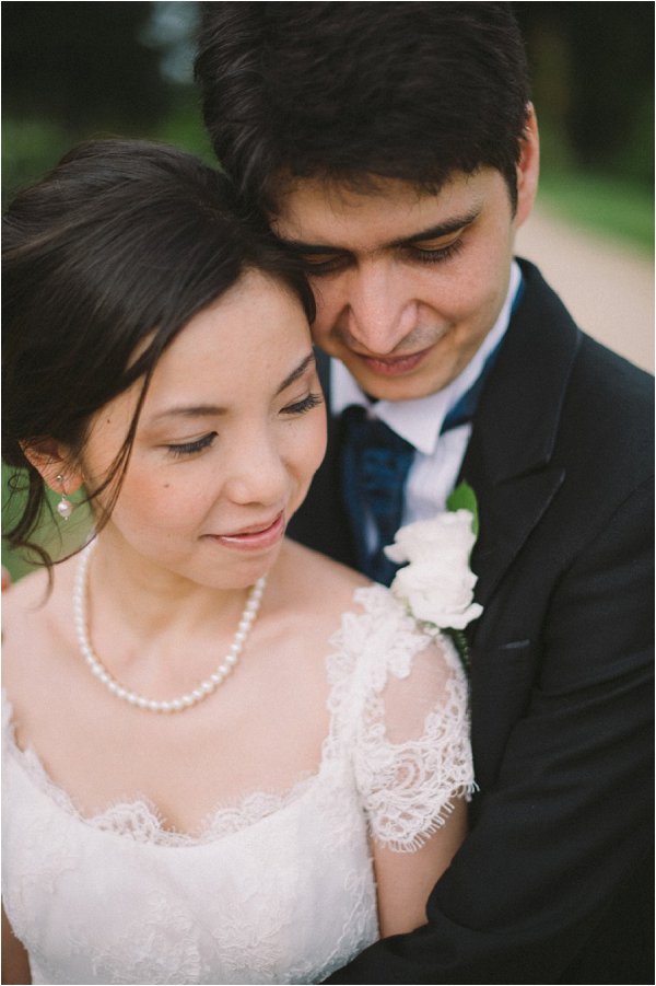 Close up of the newlyweds in destination french wedding