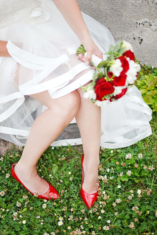 Pretty red wedding shoes