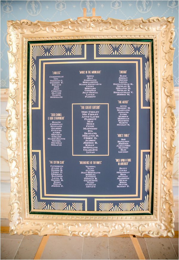 gold and black gatsby wedding table plan