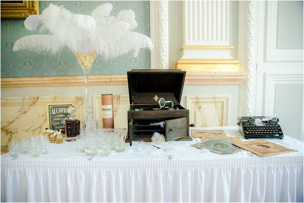 whiskey and brandy wedding table