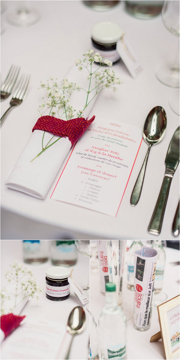 Red and white table decorations