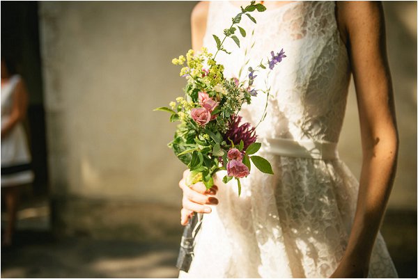 Simple fresh local flowers for Mairie wedding ceremony