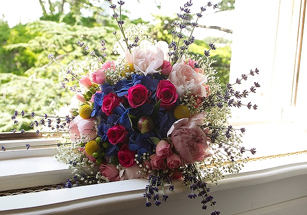 brightly coloured wedding bouquet