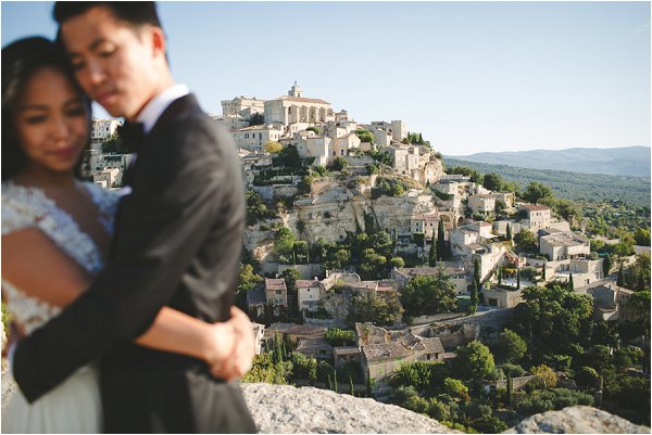 Bride, Groom and a stunning Provence village view