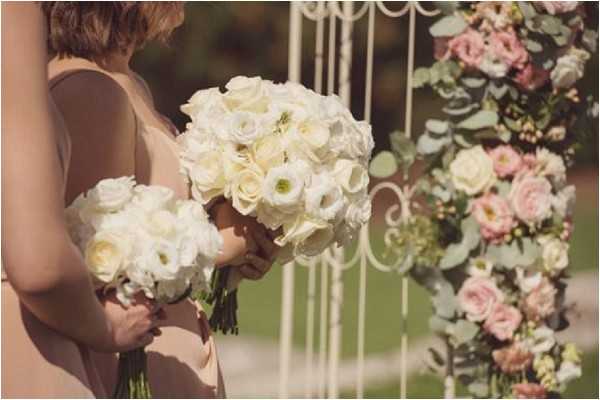 white rose wedding bouquet