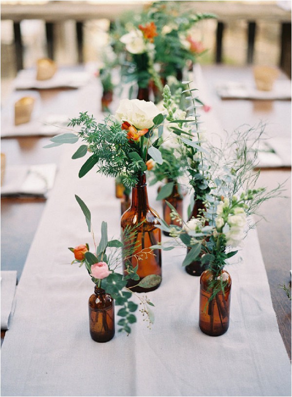 Meadow inspired wedding table centerpieces