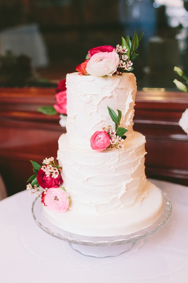 Simple Wedding Cake with Fresh Blooms