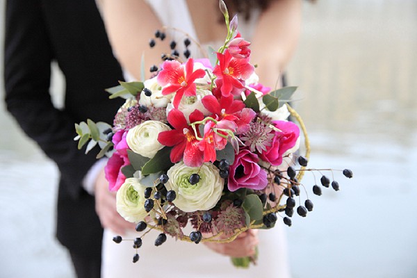 bright pink bridal bouquet