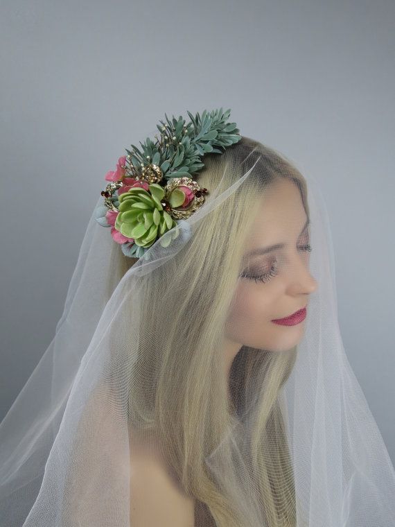 succulent bridal headband