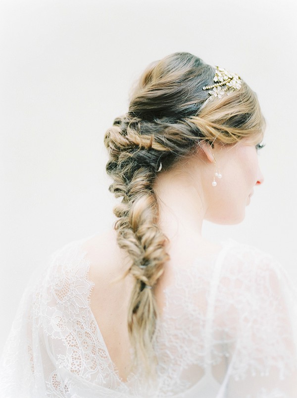 Fishtail wedding day hairstyle