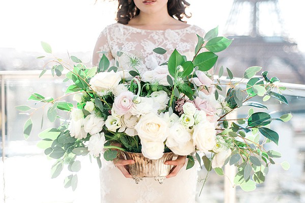 Garden roses and foliage wedding flowers