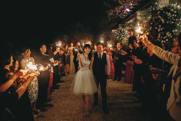 sparkler wedding photo