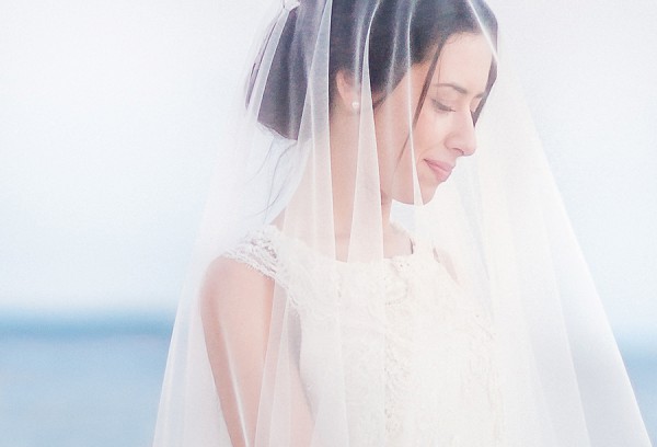 Sheer wedding veil