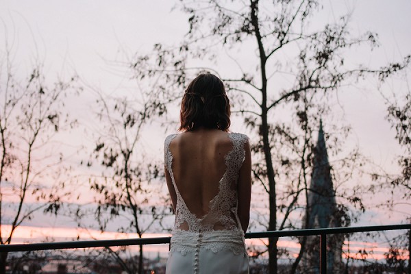 stunning lace back wedding dress