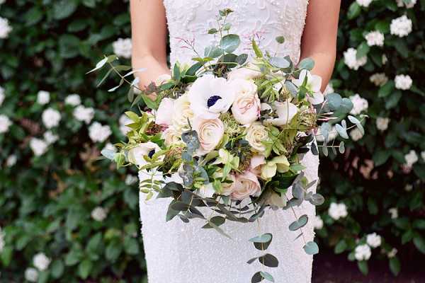 anemone and eucalyptus bouquet