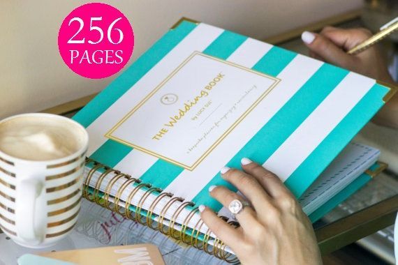 mint and white wedding planner book