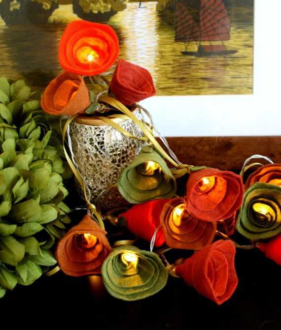 Fall Autumn Fairy lights, Autumn decor rose lights