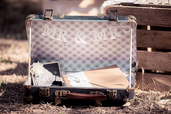 mr and mrs card suitcase