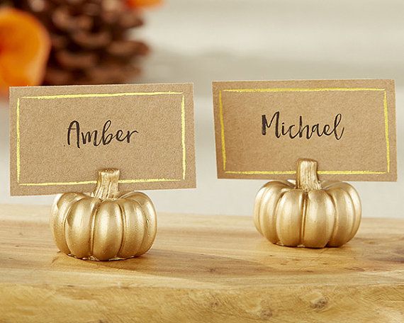 gold pumpkin place cards, Autumn Etsy Wedding Finds