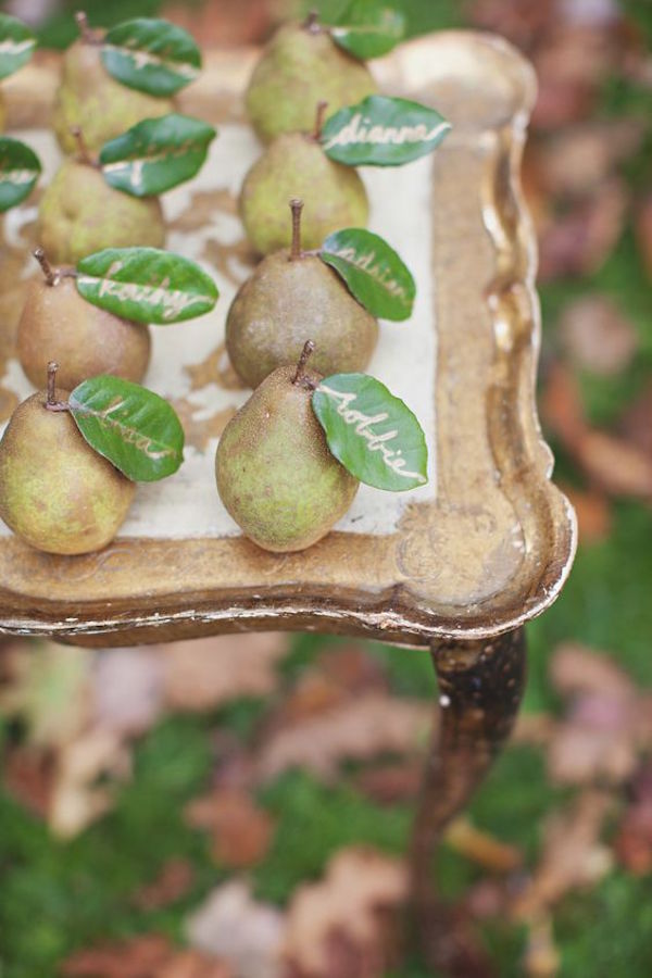 7 French Autumn Wedding Ideas Pears Name Cards