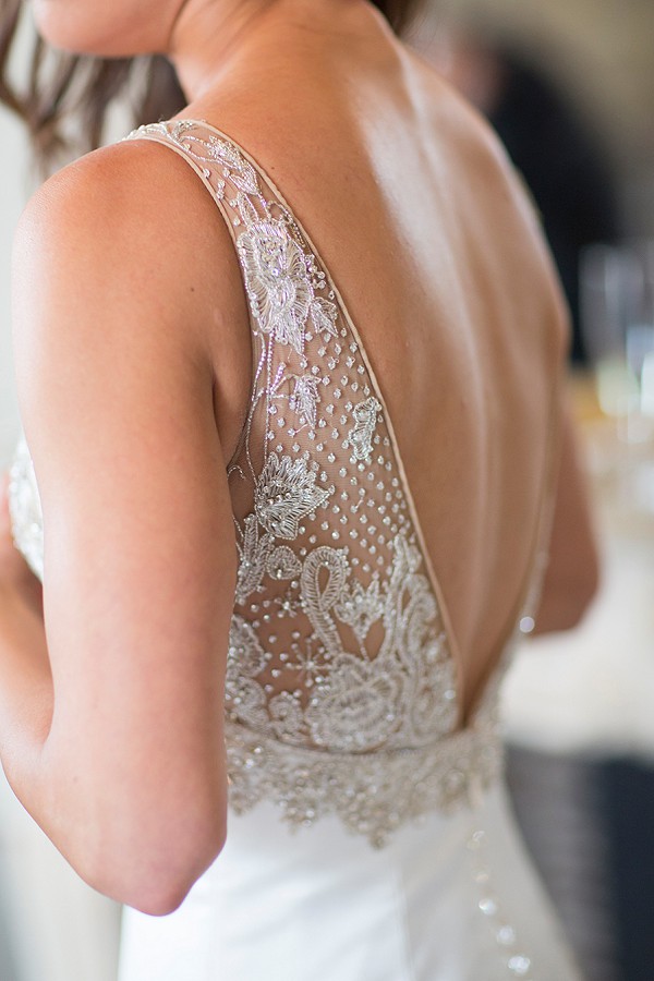Backless sparkle wedding gown