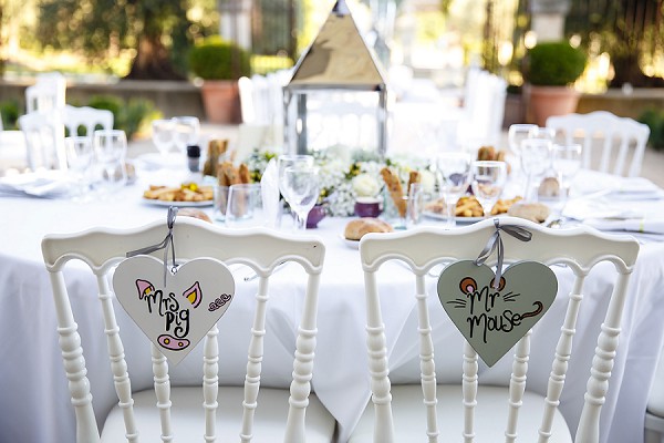 Bride and groom chair decor