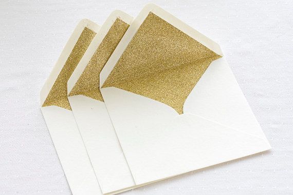 Gold glitter lined envelopes
