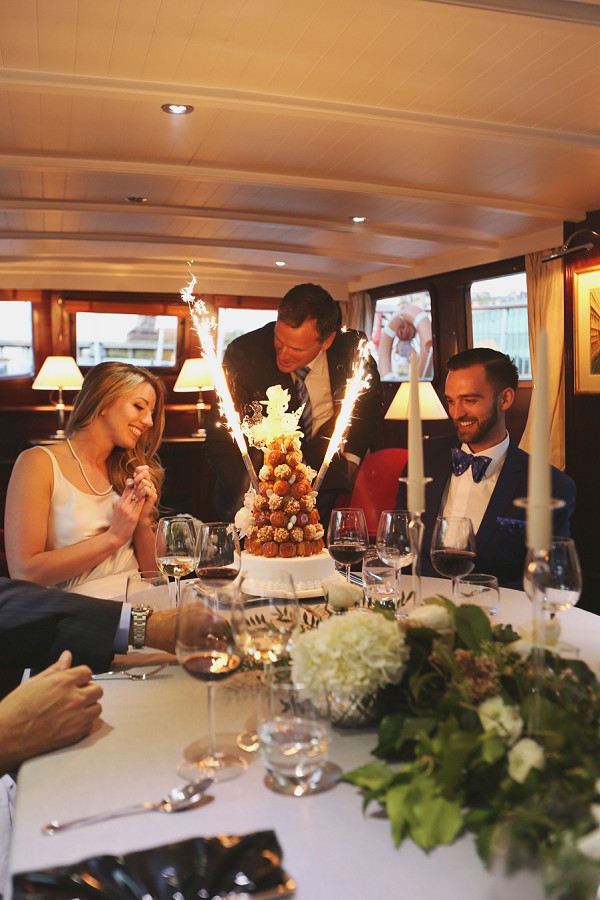 Paris boat wedding meal