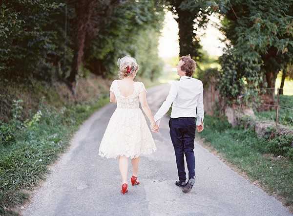 Red bridal shoes