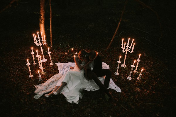 romantic candle wedding ceremony