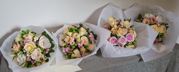 pink and yellow wedding flowers